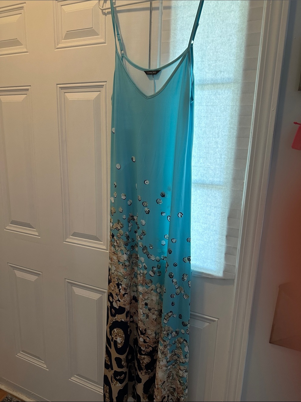 Chicme Aqua Floral Ombre Maxi Dress